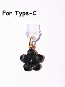 1 pezzo Tappo antipolvere per porta di ricarica con design a fiori di ciliegio/sakura, ciondolo in lega di alta qualità, delicato, dolce e alla moda, lavorazione a olio fluido, adatto per decorazioni primaverili ed estive, accessorio decorativo per porta di ricarica di telefono, tablet, auricolare, Kindle, tappo in silicone trasparente, adatto come piccolo regalo, protegge la porta di ricarica da acqua, umidità e sporco, compatibile con connettore Lightning/Type-C per iPhone, si fissa saldamente in posizione