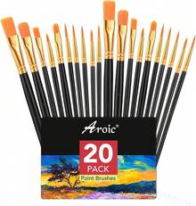 60 Pcs Acrylic Paint Brush Set, Oil & Watercolor - Professional Artist Brushes With Wooden Handle Nylon Hair Brushes - Bulk Art Supplies Adults, & Beginners - 黑色 - 查看 1
