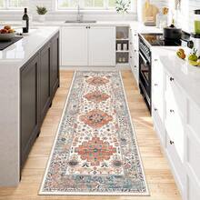 Boho Washable Area Rug Large Soft Living Room Bedroom Floor Carpet Mat Indoor Farmhouse Vintage Non Slip Accent Throw Rugs For Entryway Kitchen Dorm Dining Room - Hồng Cam - Xem 2