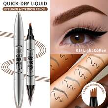 HelloKiss 2-In-1 Dual-Tip Liquid Eyebrow Pencil And Black Eyeliner, Waterproof Long-Lasting Smudge-Proof Eyebrow Definition Pen, Precise Fine Tip, Quick-Drying Natural Hair-Like Eye Makeup Tool, Suitable For Beginners And Daily Use - Multicolor-white Tube - View 15