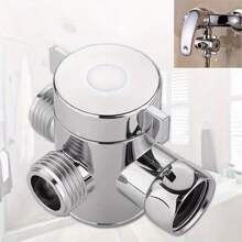 1pc American Style ABS Shower Head Diverter - Silver, Bathroom 3-Way Diverter Valve - ABS Material, Faucet Top Spray Shower Arm 3-Way Splitter Diverter - Silver - View 1