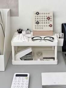 1pc桌面收纳架双层可拆卸收纳架书桌桌面收纳架学生校园宿舍桌面整理架多功能收纳架卧室浴室厨房杂物收纳架桌面收纳架