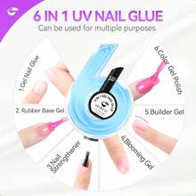 Nail Ue Gel 6 In 1 For PressOn Nail Tips Long Lasting Extension Strong Hold BrushOn UV Adhesive For Acrylic Tips Quick Dry LowOdor No PopOff DIY At Home Salon Art Use-0345 - 14-Nhiều màu - Xem 4