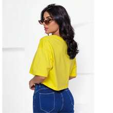 Basic Cropped Cotton Lua Knit - Màu vàng - Xem 2