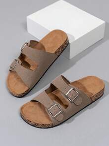 男士春夏舒适复古露趾拖鞋 - 透气防滑耐磨PVC鞋底,可调节鞋带,舒适男士步行鞋 - 适合室内外穿着 - 沙色 - 查看 5