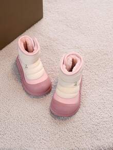 1 Pair Girls' Outdoor Winter Thick Warm Soft Bottom Comfortable Toddler Boots, Fashion & Versatile - Pink - View 4