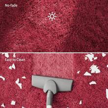 Fluffy Modern Area Rugs For Living Room Bedroom,Plush High Pile Purple Rug For Kids Girls Room Nursery Home Decor, Upgrade Non-Slip Girls Bedroom Soft Indoor Rug - 酒紅色 - 查看 7