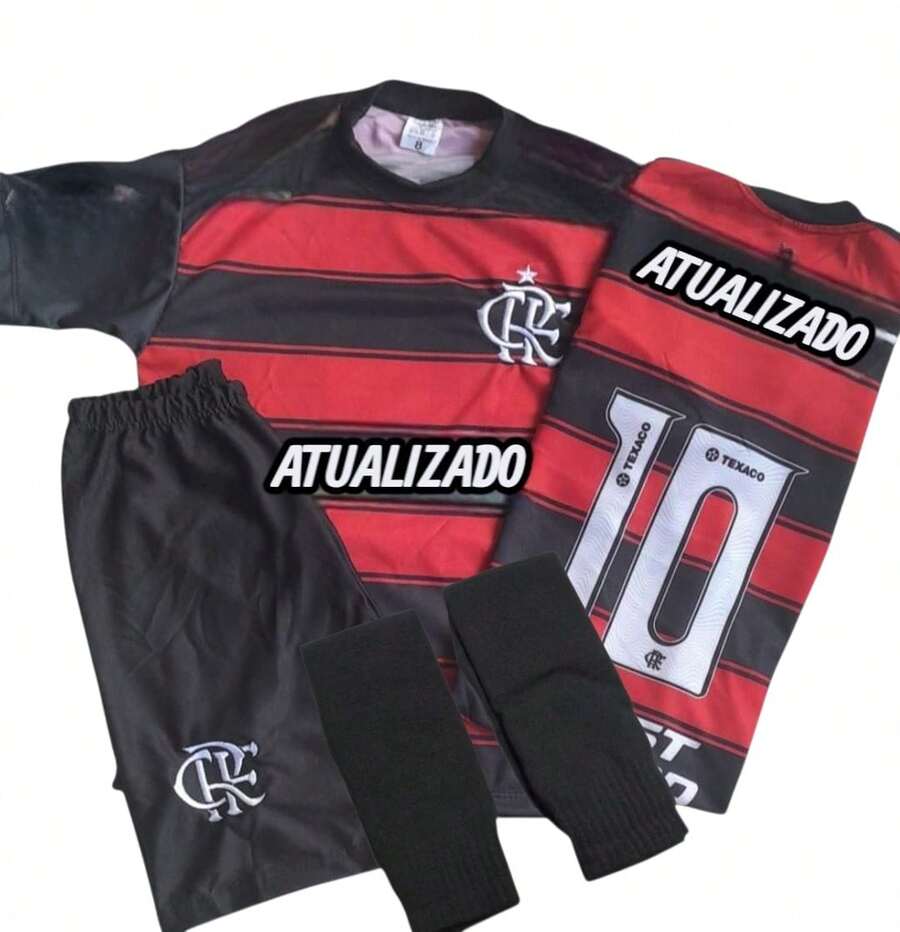 Children's Football Set 3-Piece Flameng0 - Black and Red - View 1