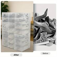 10/20 Pack Shoe Storage Boxes - Stackable Storage Boxes For Shoe/Trainer Storage -Shoe Organiser Box Set For Men/Women - Travel Shoe Boxes - 20 Pack - View 6