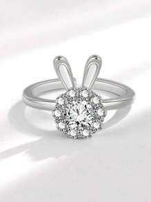 1 szt. obrotowy pierścionek z kryształkami górskimi z królikiem, minimalistyczny, modny, otwarty pierścionek z kwiatowym wzorem, obrotowy pierścionek z amuletem, luksusowy, prosty pierścionek z obrączką, modny pierścionek z cyrkoniami dla kobiet, obrotowy pierścionek z płatkiem śniegu, europejski i amerykański heksagram, otwarty pierścionek z kamieniem księżycowym, obrotowy pierścionek