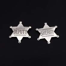 1 件警长徽章儿童和成人金属警长徽章西部背心徽章副警长徽章牛仔派对装饰金属徽章 - 彩色 - 查看 6