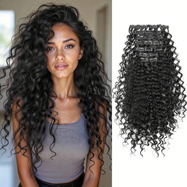 22 Inch Medium And Small Roll Synthetic Clip Hair Increases Hair Volume, Enhances Temperament, And Allows For Casual Styling Suitable For Women