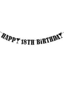 1pc HAPPY BIRTHDAY Pull Flag, 18/21/30/40/50/60 Black/Gold/Silver/Rose Gold/Champagne Gold/Blue Birthday Party Decoration Pull Flag Banner - Multicolor - View 27