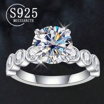 Ronde moissaniet ring van 925 zilver, modieus en eenvoudig, casual en casual, en schattig, romantisch en veelzijdig. Deze trouwring is geschikt voor mannen en vrouwen, geschikt voor dagelijks woon-werkverkeer, dates, diners en feestjes. Ook geschikt voor Valentijnsdag, Moederdag, Vaderdag, verjaardagen, jubilea, verjaardagen, diploma-uitreikingen, gala's, cadeaus voor volwassenen, enzovoort.