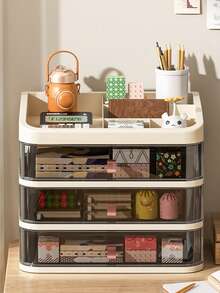 1 szt. Przezroczyste, składane pudełko do przechowywania, minimalistyczna szuflada na biurko, pudełko do przechowywania i eksponowania na biurku, organizer na kosmetyki i biżuterię, pudełko do przechowywania w szufladzie na kosmetyki do łazienki, pudełko do przechowywania artykułów higieny osobistej, uchwyt na małe akcesoria, gumki do włosów, gumki do włosów, biżuterię