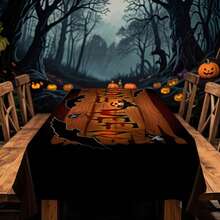 1/20pcs Scary Halloween Tablecloth, Scary Black Bat, Orange Pumpkin Pattern Tablecloth, Rectangle Tablecloth, Halloween Decoration, Suitable For Party Decoration, Home Kitchen Table, Indoor/Outdoor Use, Home Decoration