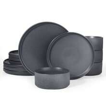 18 Pieces Dinner Sets For 6 People, Stoneware Dinnerware Sets With Dinner Plates/Salad Plate/Cereal Bowls, Dishwasher & Microwave Friendly, Cappuccino White