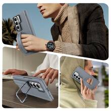 VIETAO 时尚相机手柄手机壳，兼容三星 Galaxy Z Fold 4/5/6/7，便携式腕带手机套，防水防震防摔防刮花 - 灰色 - 查看 5