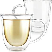 1 And 2 Packs Of Simple Double-Layer Espresso Cups With Handles, Tea Cups, Milk Tea Cups. Insulated Water Cups, Heat-Proof And Scald-Proof Design, Kitchen Supplies, Suitable For Winter And Summer Use. Birthday Gifts, Christmas Gifts (80ml, 150ml, 250ml, 350ml, 450ml)