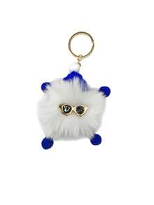 Cool Colorful Pompom Plush Keychain - Choose The Color - White - View 2