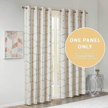 Cortina de ventana con diseño inteligente Raina, estampado metálico de bloqueo total, panel de cortina con ojales, aislante térmico, bloqueador de luz para dormitorio, sala de estar y residencia, 50x84, gris/plata - Marfil/dorado - Ver 9