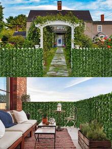 Nejlue Artificial Flowers/Plants1111 Home & Living 1 件人造常春藤隐私栅栏屏风、花园栅栏、人造植物叶栅栏、可扩展隐私屏风、人造树篱板户外装饰栅栏，适用于家居装饰、房间装饰、花园装饰、墙面装饰、室内外装饰、卧室装饰、婚礼装饰、餐桌装饰、派对装饰、万圣节装饰、生日装饰、秋季装饰 - 墨綠色 - 查看 3