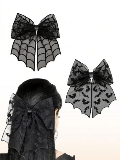 1 pezzo Accessorio per costume di Ognissanti a forma di pipistrello nero con fiocco per donna, fermagli a pinza, fermagli per capelli, accessori per capelli, accessori per Ognissanti, articoli scolastici, accessori con fiocchi, accessori per capelli neri, festival, accessori per rave, fiocchi, accessori carini