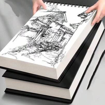 Premium Black Art Sketchbook - Spiral Bound, Thick Paper Pages, Suitable For Drawing And Sketching, Available In Bulk Packs, A4 And 8K Sizes, Art Student Supplies, Practical Design,For School Supplies,Back To School