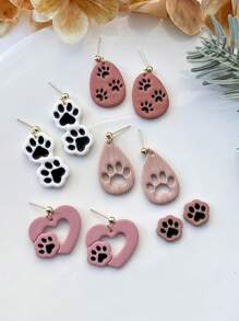 Animal Polymer Clay Cutters, Dog Paw Love Clay Earring Cutter For Polymer Clay Jewelry Making, Polymer Clay Stud Earring Stamp Making Tool, Clay Jewelry Making Kit, Clay Earring Molds, Made By PLA, DIY Earring Gift - Pink - View 11