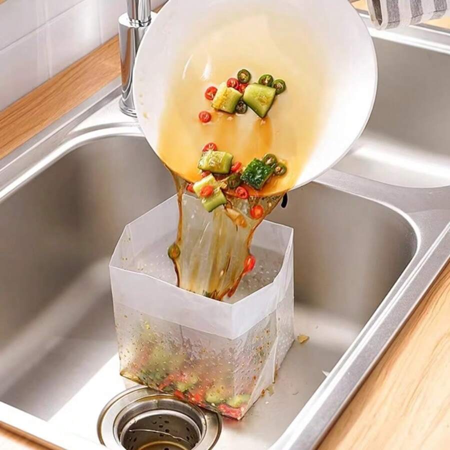 120PCS Kitchen Sink Drainage Garbage Bags Disposable Leftover Vegetable Waste Stand-Up Sink Strainer Bag Anti-Clogging Tools