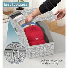 2 PCS/1 PCS Extra Large Baseball Hat Organizer, Stackable Hat Storage For Baseball Caps, Holds Up To 24 Caps Hat Organizer For Closet, Sturdy Snapback Boxes For Men With Cardboard, Grey. Best Mother's Day And Valentine's Day Gifts. - 1 CÁI - Xem 5