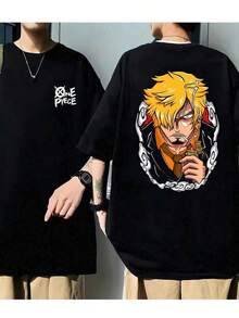 One Piece Sanji Character T-Shirt Unisex 100% Cotton Fabric Fashion Streetwear Immediate Shipping - Black - View 1