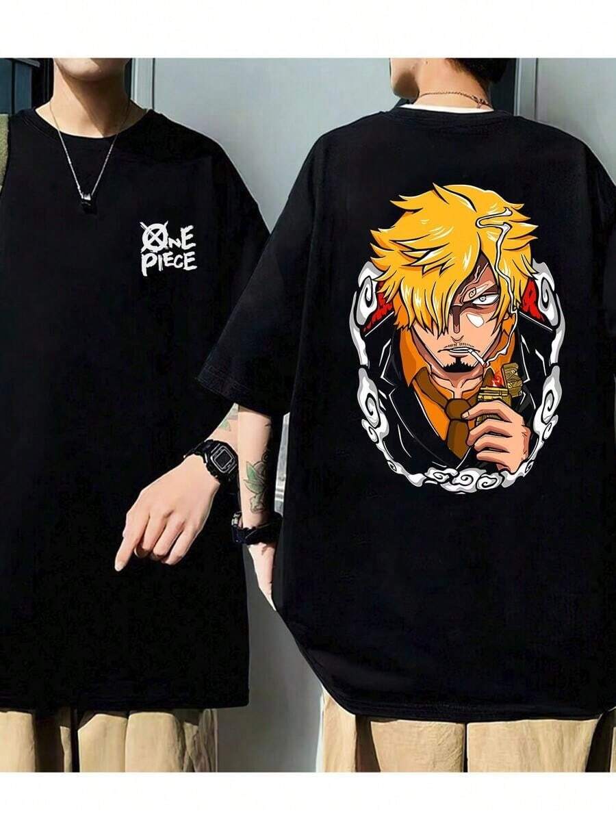 One Piece Sanji Character T-Shirt Unisex 100% Cotton Fabric Fashion Streetwear Immediate Shipping - Black - View 1