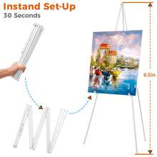 1pc Display Easel Stand, Folding Easels For Display, Portable Tripod Display Easel, White Adjustable Metal Easel For Wedding Sign, Posters, Painting