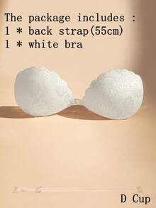 ideaCCSZ 1件/2件装蕾丝隐形文胸，白色粘性聚拢文胸，硅胶乳贴，前扣自粘设计，后背带，可重复使用，适合婚礼和无肩带晚礼服