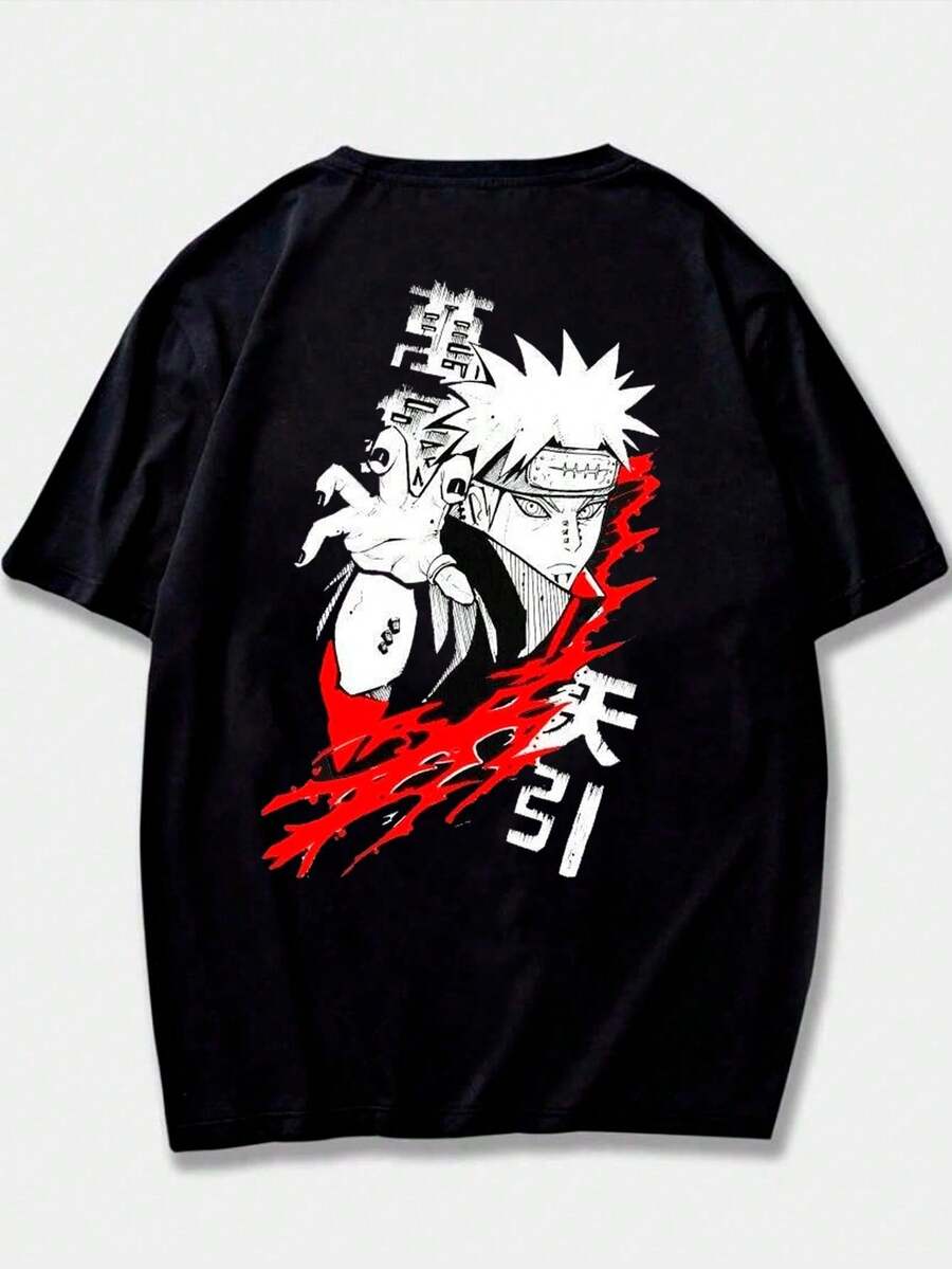 Narutoo Pain Villain T-Shirt Anime Japan Geek Manga Japanese Drawing Shirt Blouse Unisex Male Female 100% Cotton Top Premium Streetwear Launch Immediate Shipping Various Colors!! Plus Size - màu đen - Xem 1