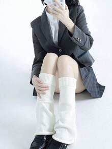 Solid Leg Warmers Academia Accessory - White - View 4