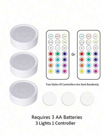 Wireless Remote Control LED Under Cabinet Light, Single LED Under Lighting, Colorful Atmosphere Holiday Lighting, LED Press Cabinet Cupboard Dimmer Night Light, Corridor Wardrobe Decoration Lamp