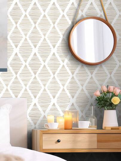 Roll 1m/3m/5m Retro Diamond Gestreepte Minimalist Wand Wallpaper, Removable Self Adhesive Vinyl DIY Home Bedroom, Kitchen, Living Room, Bathroom, Cabinet, Furniture Renewal Paper Stickers Room Wallpaper Bedroom Kitchen view 9