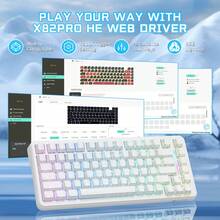 ATTACK SHARK X82PRO HE Wireless RGB Mechanical Gaming Keyboard With Rapid Trigger, Actuation Adjustment, Hall Effect Magnetic Switch, 8K Polling Rate, 2.4G/Bluetooth/USB-C, 5000mAh Battery For PC/Win (Anime White) - 白色等高線 - 查看 6