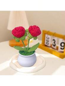 3pcs Het Flower Pot, Daisy Tulips And Forget Me Not Small Potted Flowers, Gifts For Mom Wife On Mothers Day Valentines, Cute Desk Decor For Women Office Car Dashboard