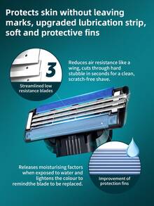 GILLETTE 吉列锋隐3蓝色剃须刀，1个手柄+1个刀头，蓝色防滑手柄+类金刚石碳涂层刀片，2条润滑条+10档精准修剪器，全身可水洗，手动剃须刀，适用于日常粗硬胡茬 - 吉列鋒速3藍 1刀柄+1刀頭 - 查看 3