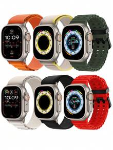 6 Pack Sport Bands - Compatible With Apple Watch Ultra 2/Ultra Bands 49mm 45mm 44mm 42mm 46MM Men Women,Breathable Trail Loop+ Loop+Ocean Bands Compatible With IWatch Ultra 2/Ultra Series 11 10 46mm SE 9/8/7/6/5/4/3/2/1 - (Series 1/2/3-42)/44/45/46/49mm - View 17