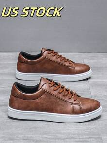Men's Fashion Casual Sneakers, Breathable Low-Top Trainers - Brown - View 1