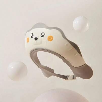 Adjustable Baby Bath Hat - Cute Seal Shaped Protective Eye & Ear Plastic Bathtub Cap, Suitable For 0-9 Years Old Toddlers (White/Pink/Green), Baby Bathing Accessory, High-Quality Material, Fun Design, Essential For Children Bathing