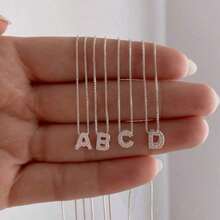 Silver Plated Necklace Initial Letter Point Of Light 925 Sterling Silver Plated Delicate Fashion - A - Xem 2