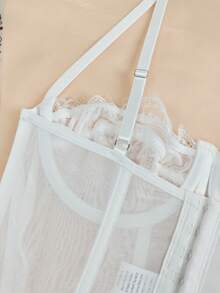 RAHQ 1pc Women's Fashionable Lace Trim Tight Fitting Bustier Crop Top, Sexy Bodycon Camisole Innerwear Corset Top, Suitable For Party, Travel, Gathering, Christmas, Valentine's Day, Halloween - White - View 6