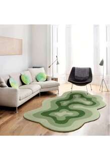 1 قطعة سجادة زخرفية غير متماثلة خضراء طازجة، سجادة جانب السرير، سجادة غرفة النوم، سجادة غرفة الدراسة، سجادة غرفة المعيشة، سجادة ديكور المنزل، سجادة مطبوعة، سجادة نافذة الخليج، مناسبة لديكور المنزل