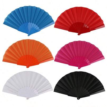 5Pcs Fan Summer Essential Item Foldable Handheld Cooling Fan Portable Dance Fan Plastic Party Prop Foldable Decorative Fan,Travel Essentials,Holiday Essentials