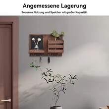 Schlüsselbretter, Hängend, Schlüsselablage für die Wand, mit 4 Schlüsselhaken, Schlüsselhalter aus Holz, Schlüsselaufhänger mit Metallhaken, dekoratives Schlüsselbrett für Eingang, für Flur, Schlafzimmer, Wohnzimmer, 42,5 * 9 * 28 cm